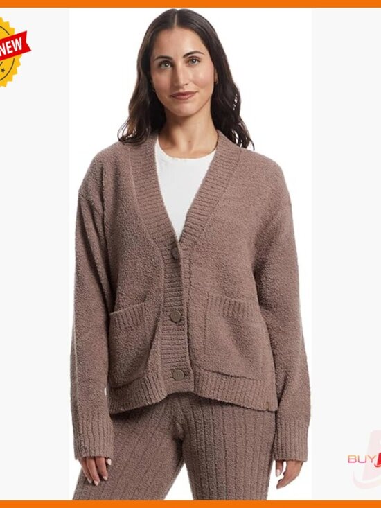 Sweaters - Soft Recycled Polyester Cardigan Button Front Layering Sweater